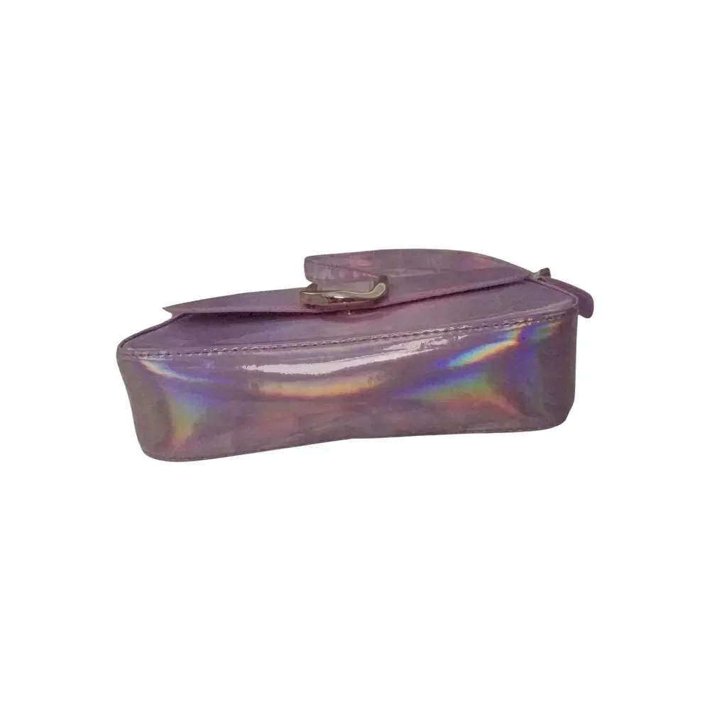 Y2K Holographic Pink Baguette Shoulder Bag Buckle Flap Fairycore Festival